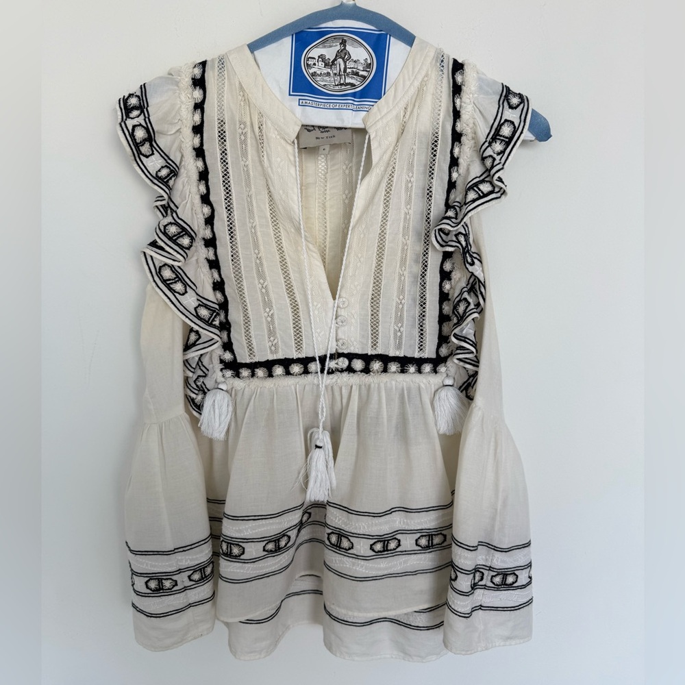 Sea New York Boho Lace Bib Ruffle Top - Picture 5 of 8